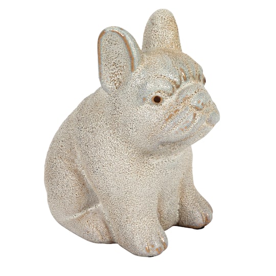 6.25&#x22; White Terra Cotta French Bulldog Figurine